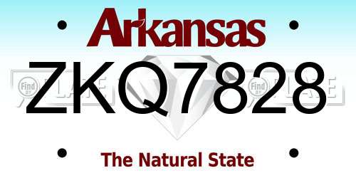 ZKQ7828 Arkansas License Plate