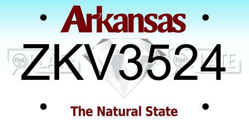 ZKV3524 Arkansas License Plate