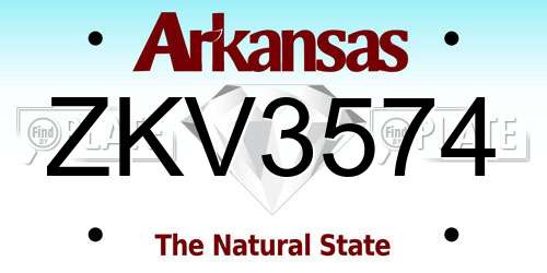 ZKV3574 Arkansas License Plate