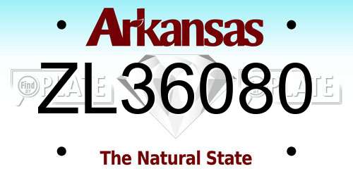ZL36080 Arkansas License Plate