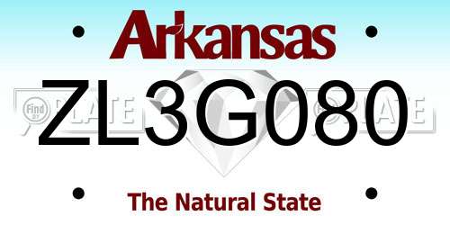 ZL3G080 Arkansas License Plate