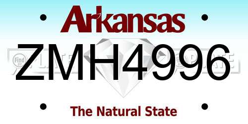 ZMH4996 Arkansas License Plate