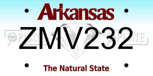 ZMV232 Arkansas License Plate