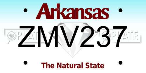 ZMV237 Arkansas License Plate