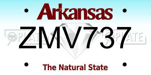 ZMV737 Arkansas License Plate
