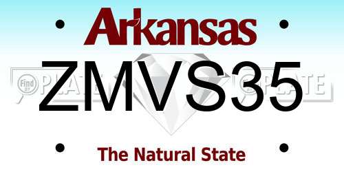 ZMVS35 Arkansas License Plate