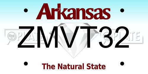 ZMVT32 Arkansas License Plate