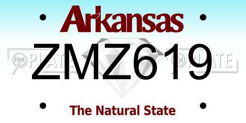 ZMZ619 Arkansas License Plate