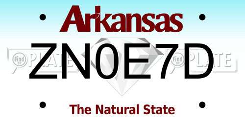 ZN0E7D Arkansas License Plate