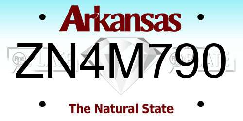 ZN4M790 Arkansas License Plate