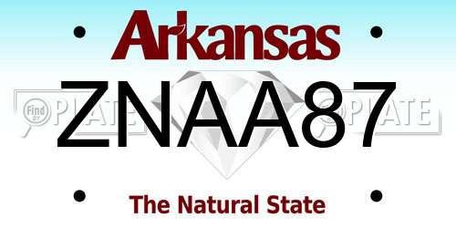 ZNAA87 Arkansas License Plate