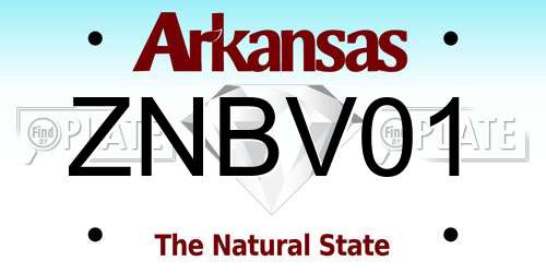 ZNBV01 Arkansas License Plate