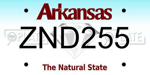 ZND255 Arkansas License Plate