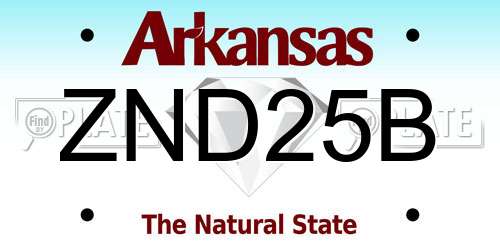 ZND25B Arkansas License Plate