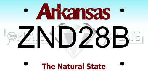 ZND28B Arkansas License Plate