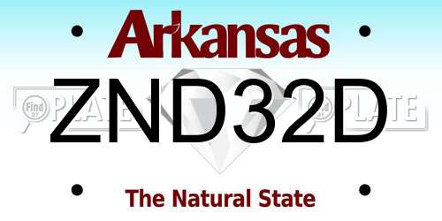ZND32D Arkansas License Plate