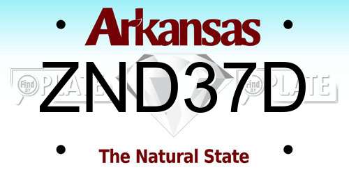ZND37D Arkansas License Plate