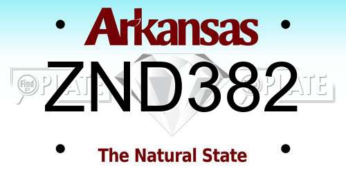 ZND382 Arkansas License Plate