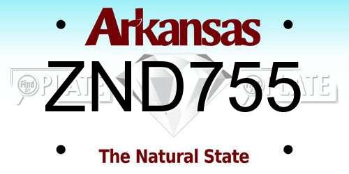 ZND755 Arkansas License Plate