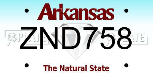 ZND758 Arkansas License Plate