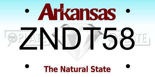 ZNDT58 Arkansas License Plate