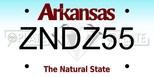 ZNDZ55 Arkansas License Plate