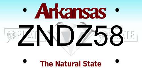 ZNDZ58 Arkansas License Plate