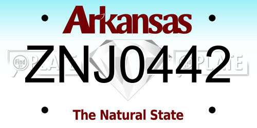ZNJ0442 Arkansas License Plate