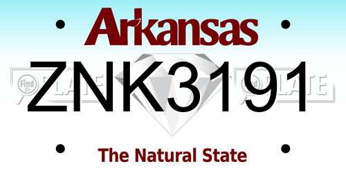 ZNK3191 Arkansas License Plate