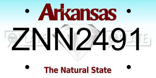 ZNN2491 Arkansas License Plate