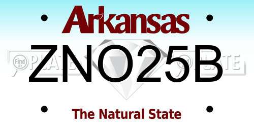 ZNO25B Arkansas License Plate