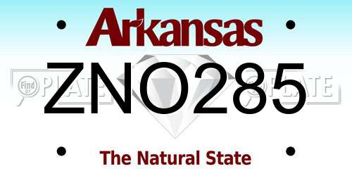 ZNO285 Arkansas License Plate