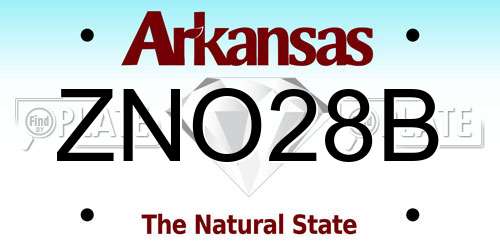 ZNO28B Arkansas License Plate