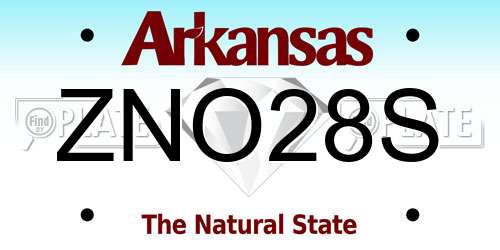 ZNO28S Arkansas License Plate