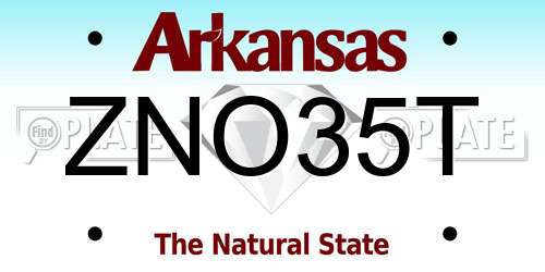 ZNO35T Arkansas License Plate