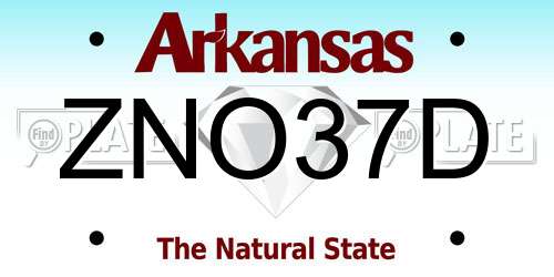 ZNO37D Arkansas License Plate