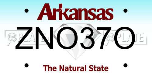 ZNO37O Arkansas License Plate