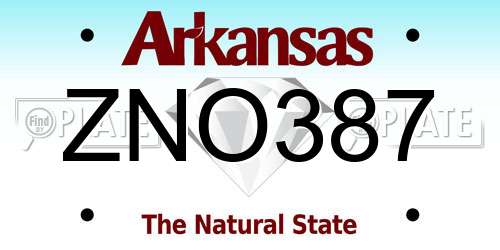 ZNO387 Arkansas License Plate
