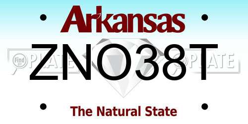 ZNO38T Arkansas License Plate