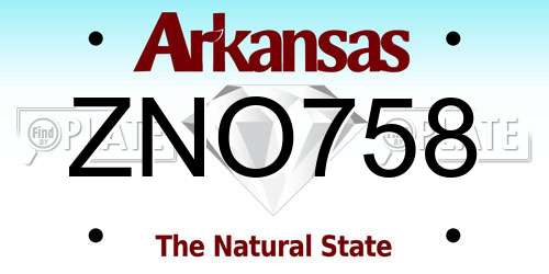 ZNO758 Arkansas License Plate