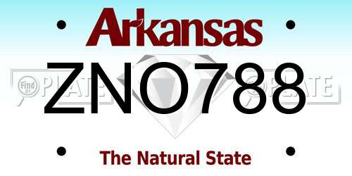 ZNO788 Arkansas License Plate