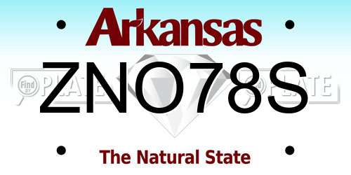 ZNO78S Arkansas License Plate