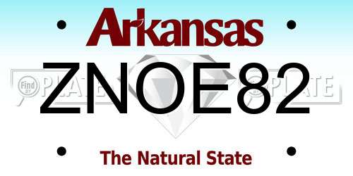 ZNOE82 Arkansas License Plate