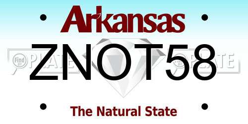 ZNOT58 Arkansas License Plate