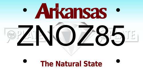 ZNOZ85 Arkansas License Plate