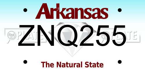 ZNQ255 Arkansas License Plate