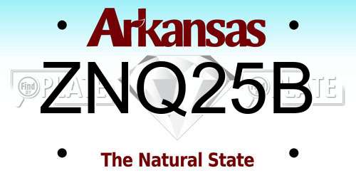 ZNQ25B Arkansas License Plate
