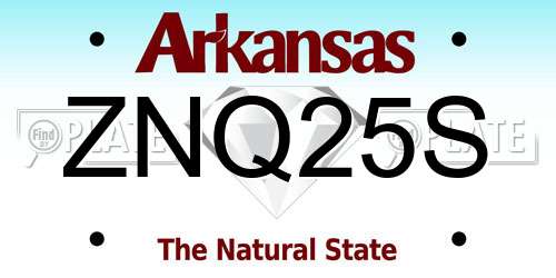 ZNQ25S Arkansas License Plate