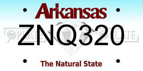 ZNQ320 Arkansas License Plate