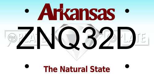 ZNQ32D Arkansas License Plate